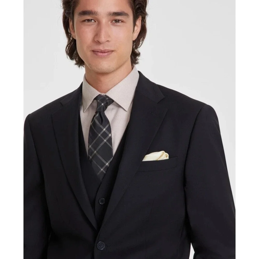 Calvin‎ Klein Mens Slim-fit Suit Jacket Blazer 44R Black Solid Stretch E06798